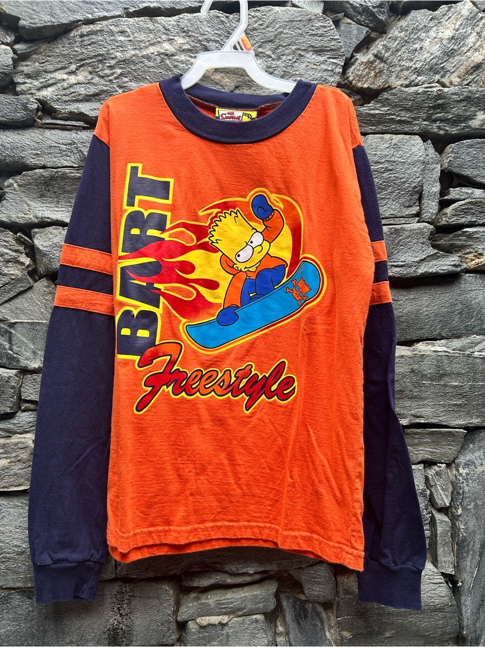 2006 Kids Orange & Navy 'Bart Freestyle' Long Sleeve Graphic Tee
